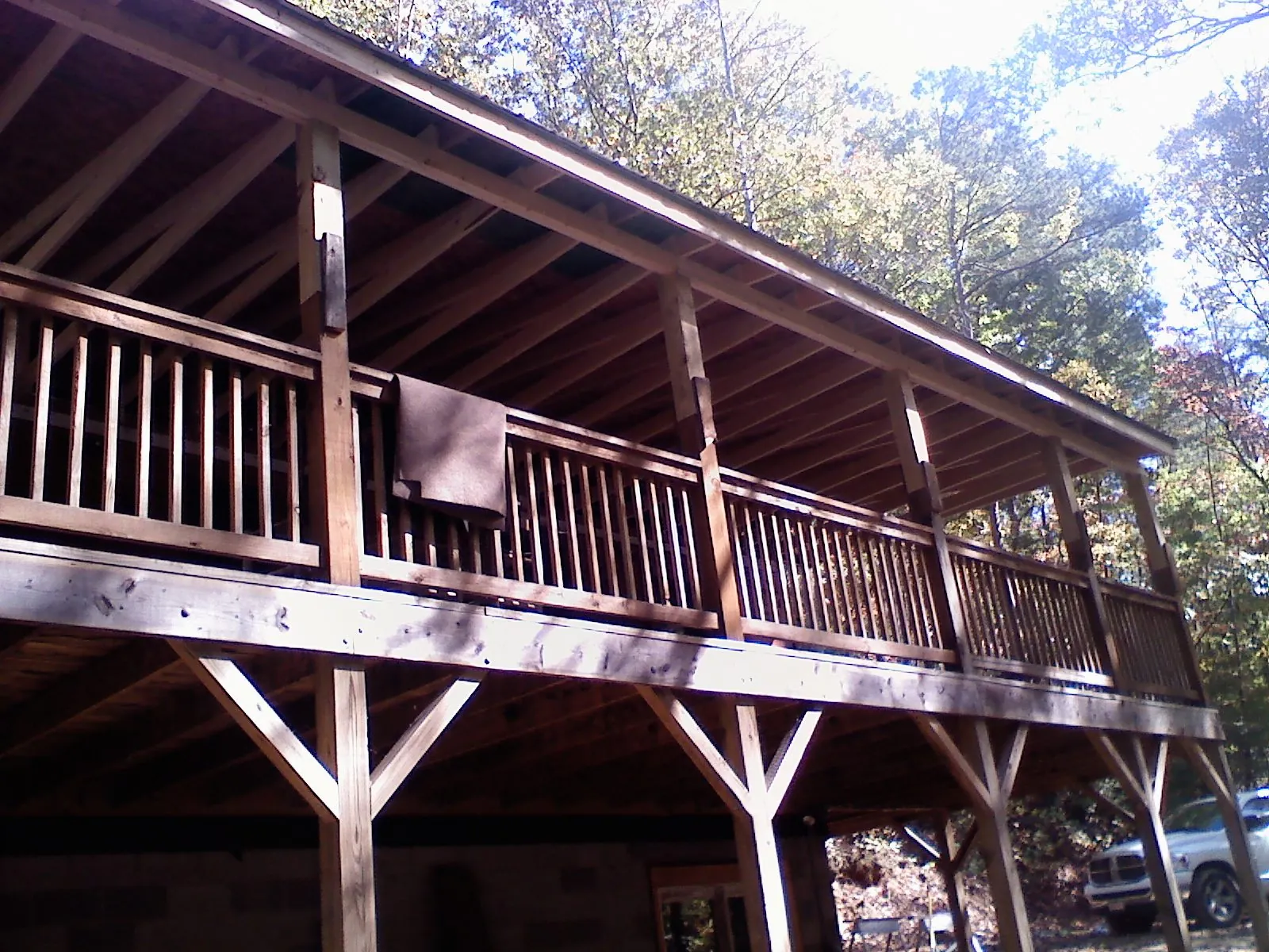 Timber framing under a new elevated porch and deck — Roof Leak Repair in Nappanee by Roofing Brothers